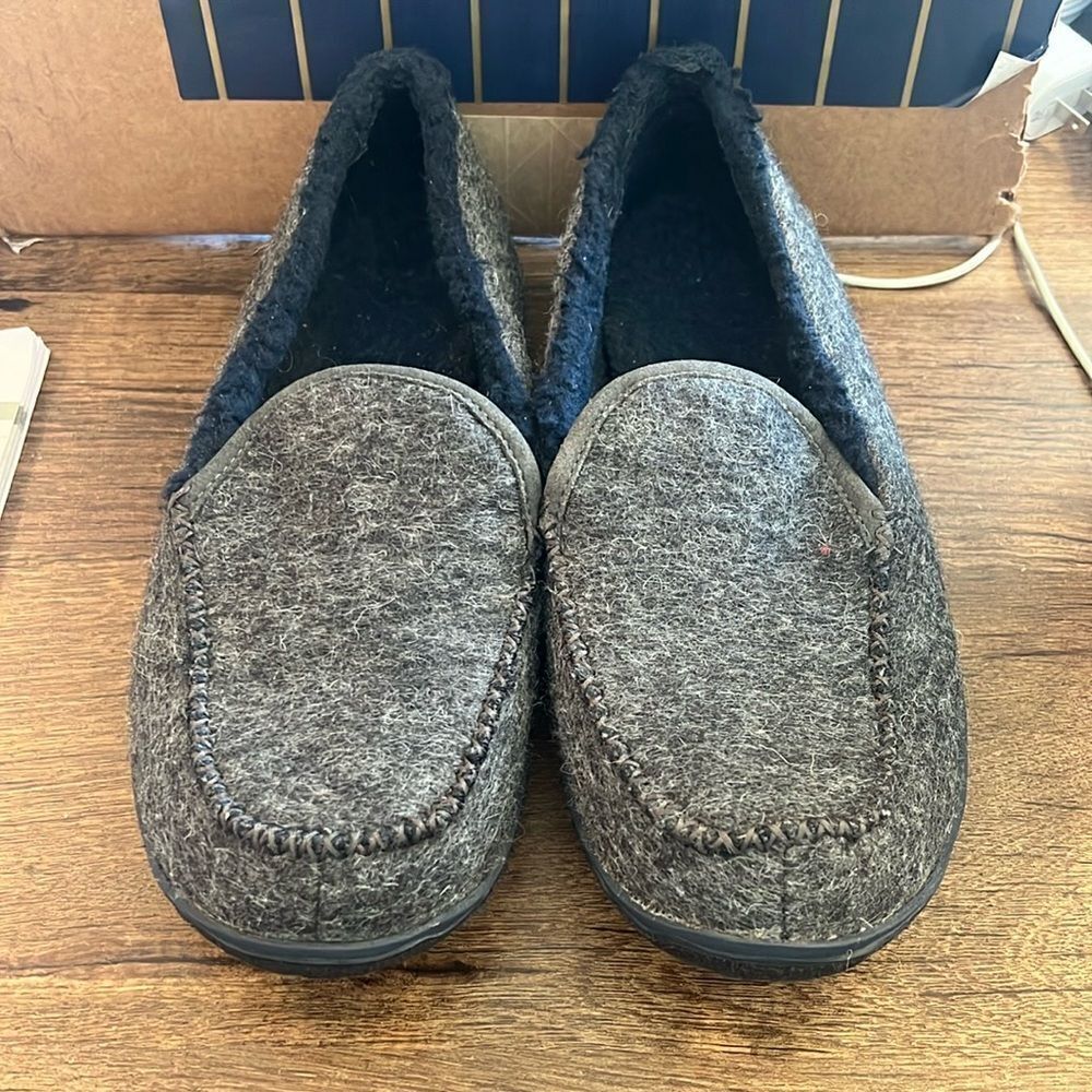 Cozy Gray Slip-On house slippers with Plush Lining.